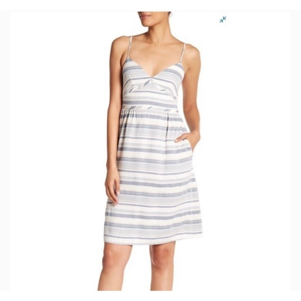 Theory Women's light striped dress with thin straps blue - white color Size 10
